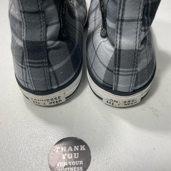 Converse Chuck Taylor All Star Black and Gray Plaid High-Top Sneakers 10 SB-BQ - Picture 9 of 10